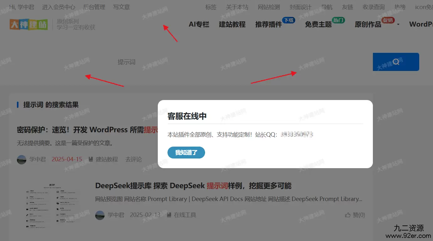 wordpress子比主题页面水印助手“dsdiss-content-watermark”免费下载-九二分享