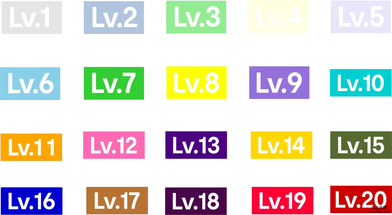 子比主题等级图标LV1-LV20等级图标分享-九二分享