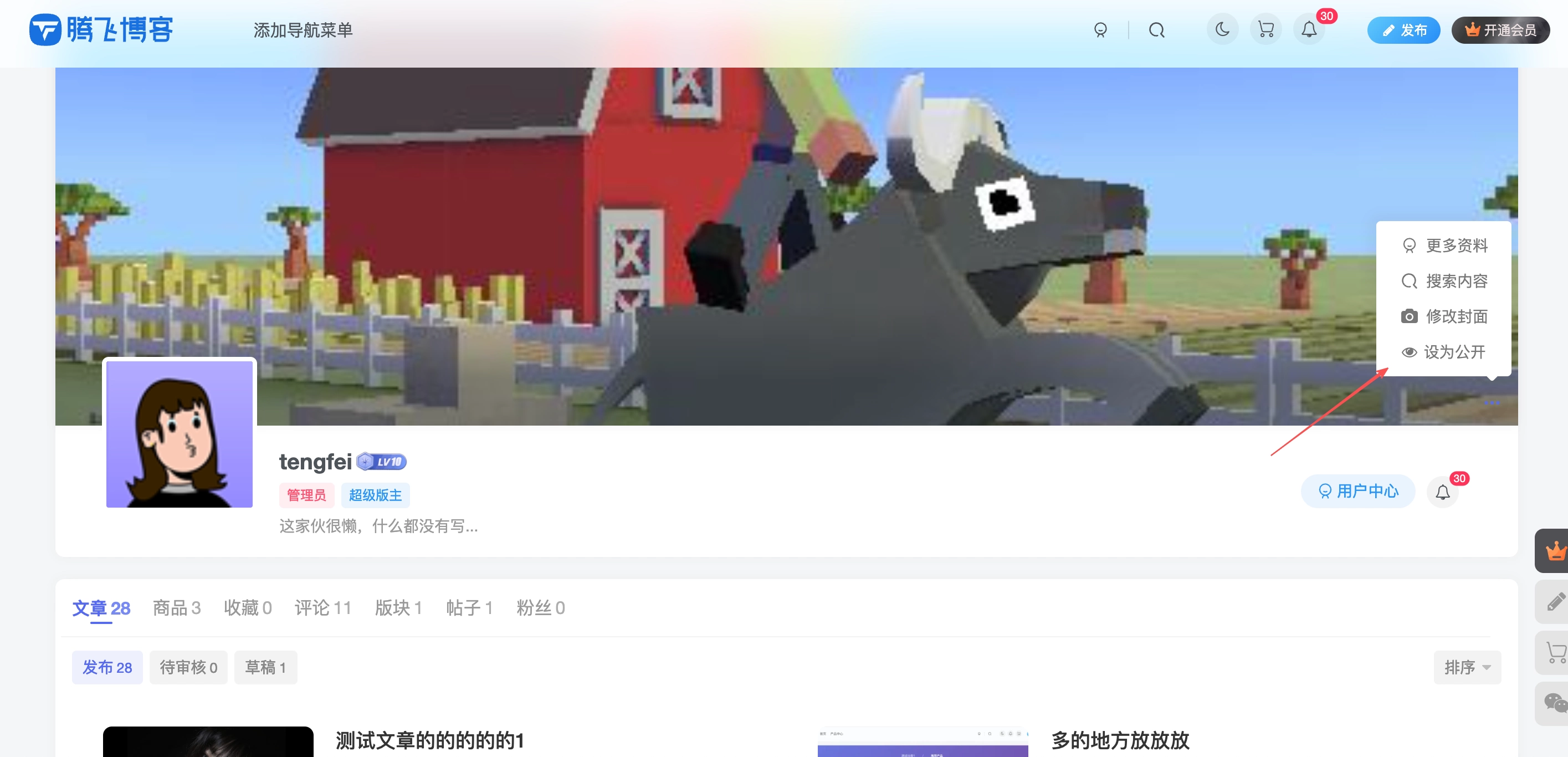子比主题 – 个人主页公开/私密功能-九二分享